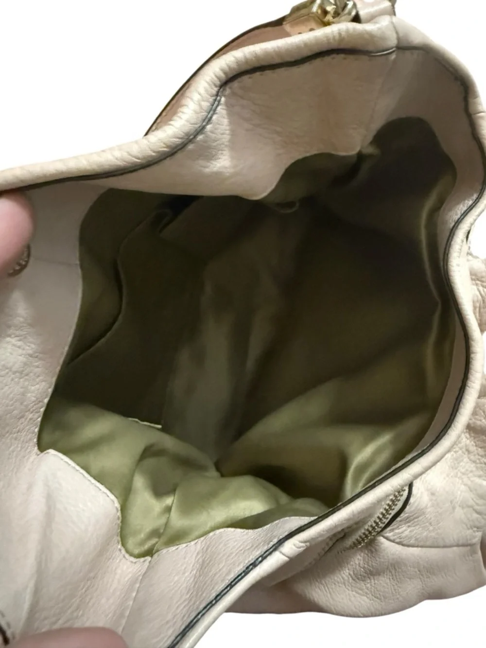 Coach Leather Hobo Shoulder Bag in Cream